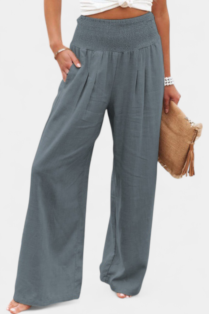 Alexia | Cotton and Linen Pants with Flowing Cut