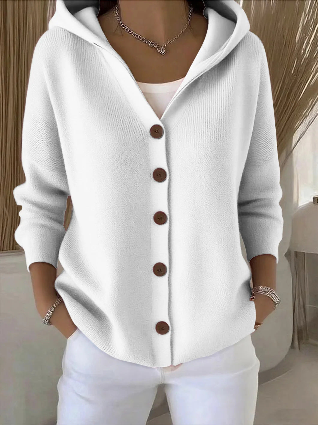 Zoé – Soft Hooded Knit Cardigan